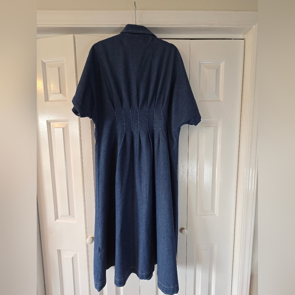 Women’s Blue Denim Button-Front Midi Dress Size XL - Picture 4 of 5